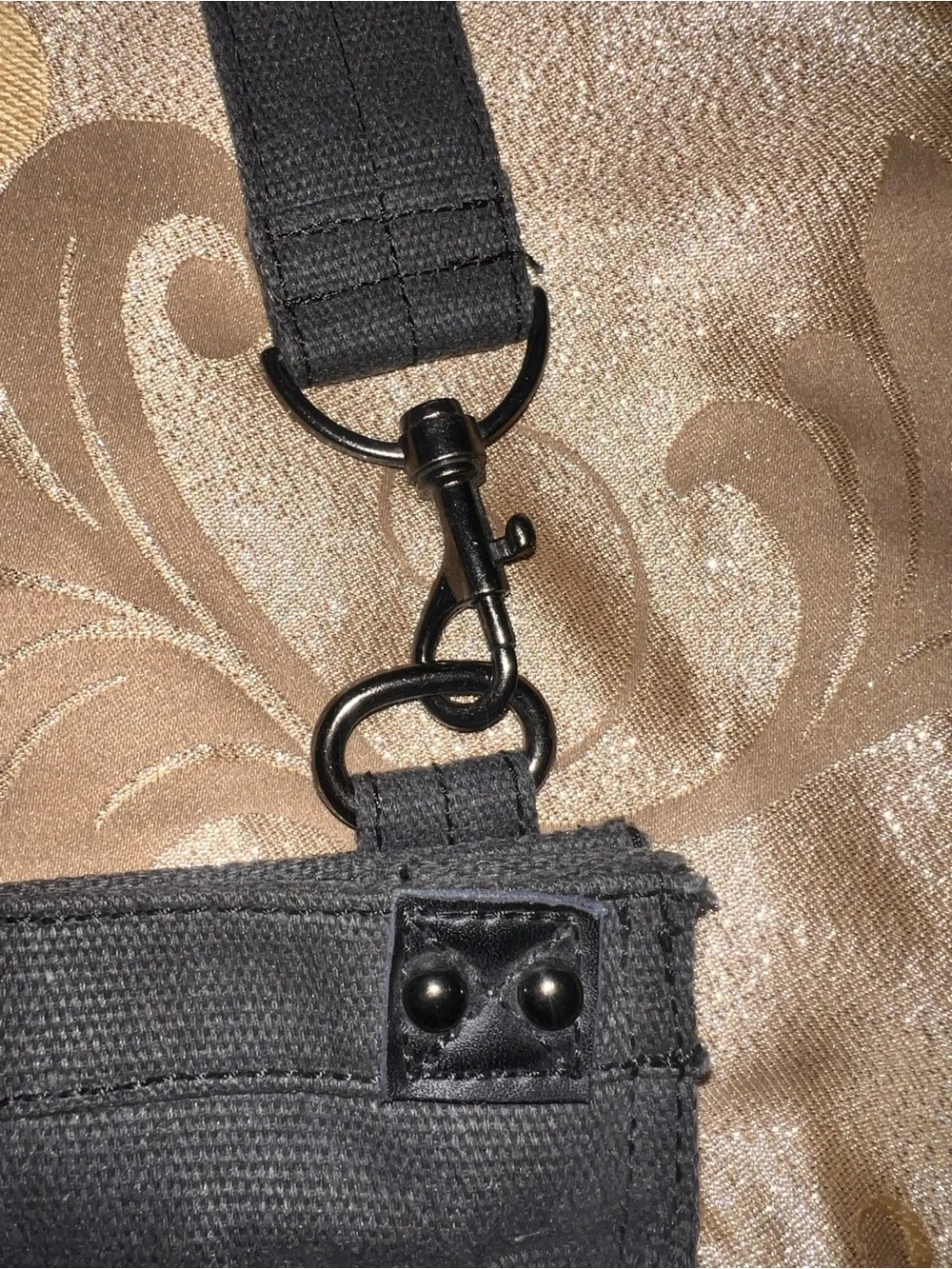 NWOT Rock Revival GRAY  Black Denim Canvas Messenger Crossbody Tote Bag
